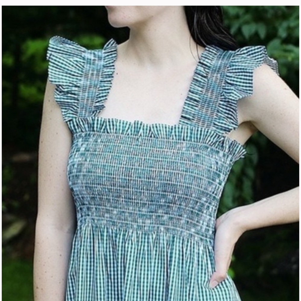 Hill House Home Ellie Nap Dress- Green and White Gingham